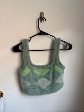 Cotton On Dusty Mint & Light Green Fuzzy Sweater Tank